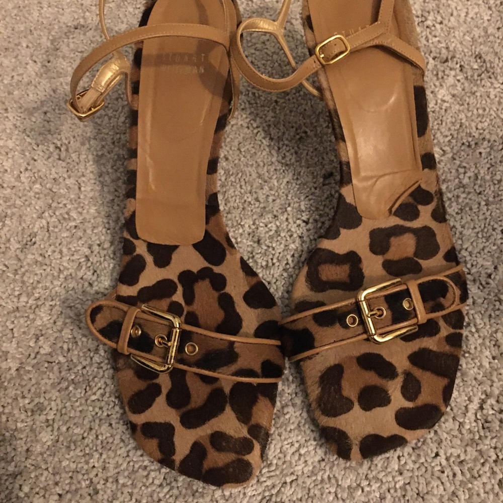 Stuart Weitzman High Heel Leopard Sandal-Size 11